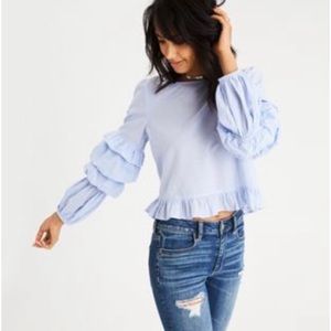 American Eagle Outfitters Women's Light Blue Top.